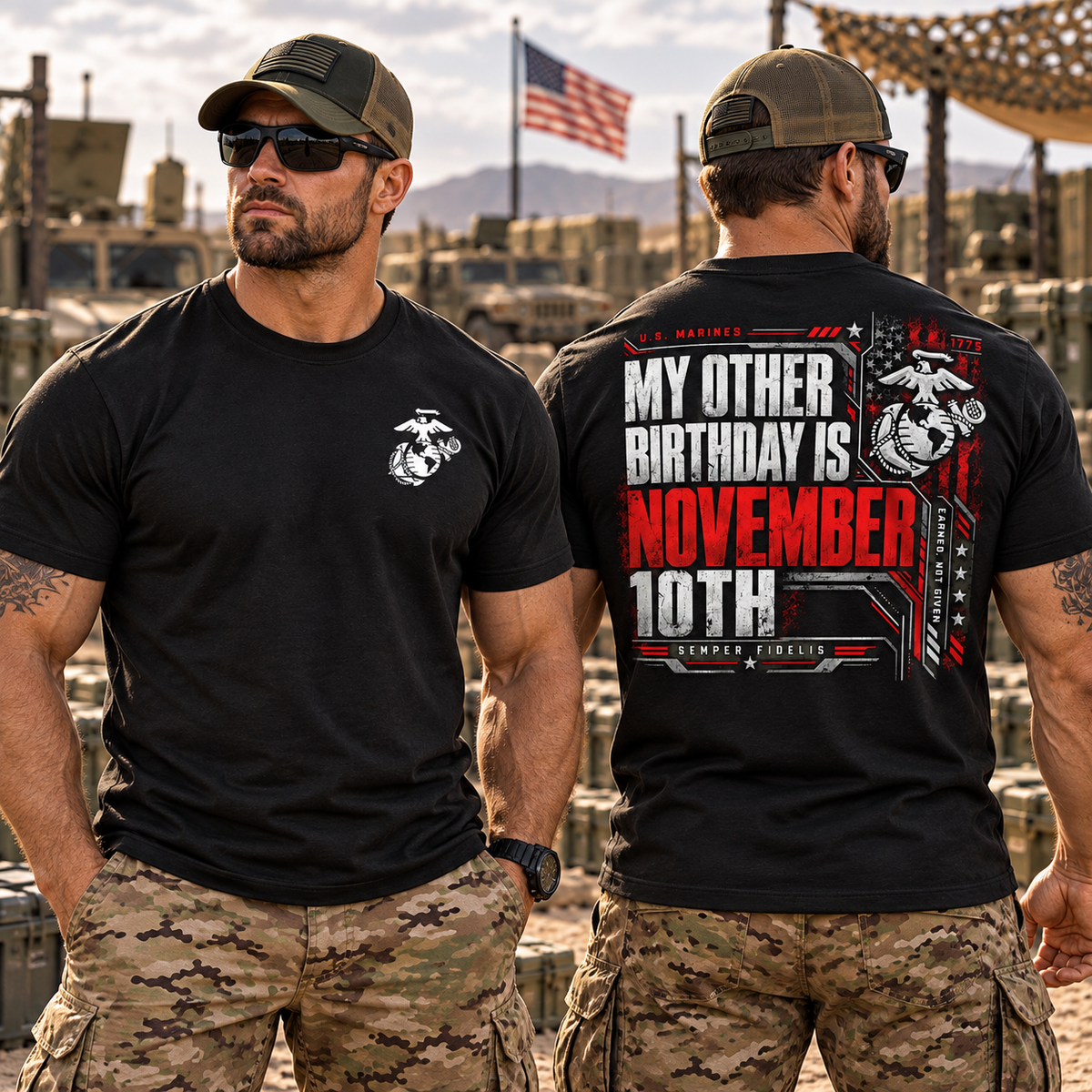 My Other Birthday Is November 10th US Marines T-Shirt, Marine Corps Birthday Shirt, Semper Fi Veteran Tee, USMC Front and Back Print Shirt #V1V